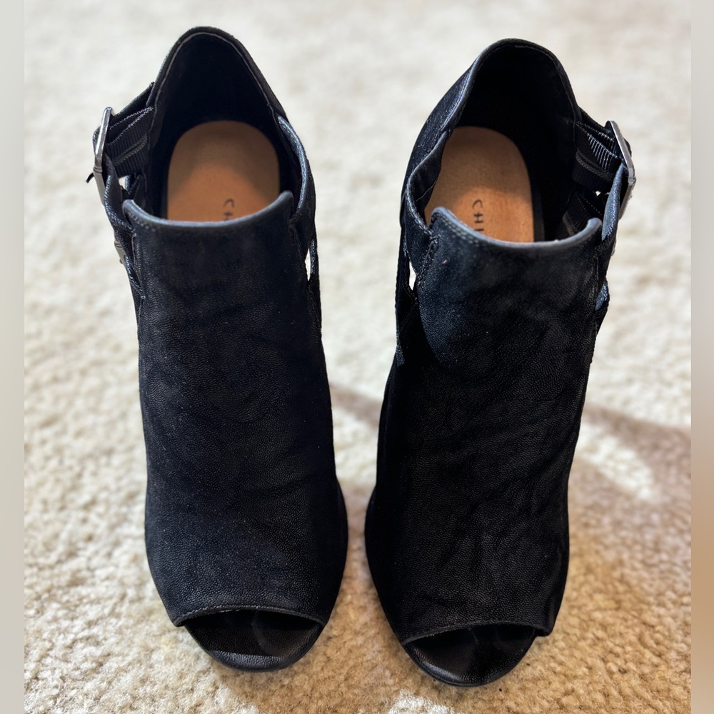 Chinese Laundry Black Peep-Toe Ankle Peep Toe Heels
